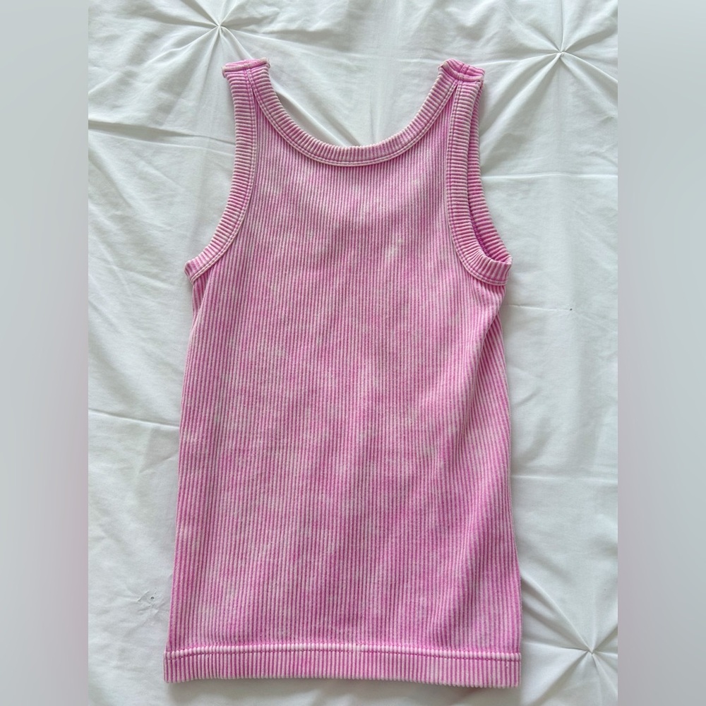 Zenana Pink Ribbed Tank Top - Picture 3 of 3